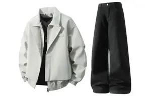 Повседневная спортивная одежда Unisex с лацканом Moderate X1617, белый jacket+черный pants