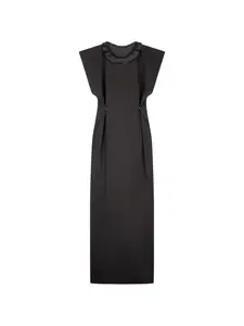 Платье с акцентированными плечами и регулируемым кроем Coperni, черный