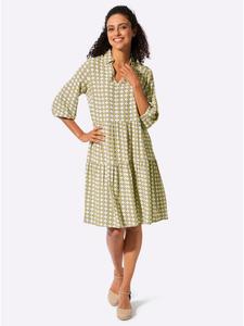 WITT WEIDEN Многоярусное платье с принтом в песочно-лаймовых тонах