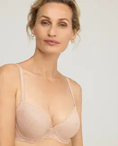 Бюстгальтер пуш-ап на кружевных косточках Promise, бежевый
