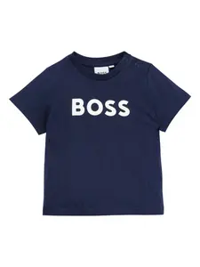 Хлопковая футболка с логотипом Boss Kidswear, синий