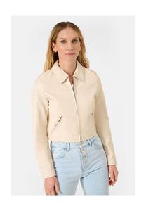 Укороченная женская кожаная куртка Mia с рубашечным воротником RICANO, цвет Tofu