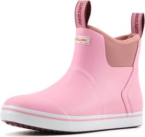 Женские ботинки SUREWAY для палубы, профессиональные, противоскользящие, для рыбалки и щиколотки, водонепроницаемые, дождевые, розовый