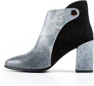 Женские ботильоны FYS с заостренным носком, на массивном среднем каблуке, с пуговицами, комбинированные из замши с боковой молнией, для повседневного ношения, размеры US 4-15, Light Blue