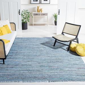 Ковер SAFAVIEH, 305 x 427 см, Rag Rug Collection, Blue & Multi, ручной работы, бохо полоска, хлопок, идеально для помещений с высокой проходимостью в гостиной, спальне (RAR127B)