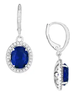 Овальные серьги-подвески с имитацией кубического циркония в серебряной пластине Macy'S, sapphire