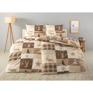 Постельное белье «Домашнее дело» Николая в размерах. 135x200 или 155x220 см, идеально подходит для Рождества", Рождественское постельное белье, зима Home Affaire, бежевый