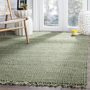 Ковер SAFAVIEH, 77 x 122 см, Natural Fiber Collection, Green, ручной работы бохо с бахромой из джута, идеально подходит для помещений с высокой проходимостью: прихожая, гостиная, спальня (NF368G)