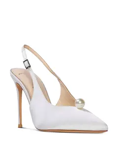 Женские туфли-лодочки с декором и острым носком Black Suede Studio, белый