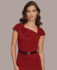 Женский асимметричный свитер с короткими рукавами и поясом Donna Karan New York, Metropolitan Red
