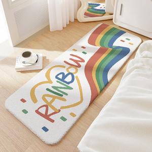 Dajiang Ковер 60х160 см из флиса с радужным узором для гостиной и детской, зимний, теплый