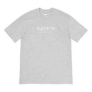Футболка ss20 week 1 shop tee classic logo short sleeve gray Supreme, серый