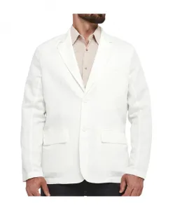 Однобортный жакет из смесовой льняной ткани Armani Exchange, белый