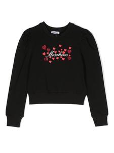Moschino Kids толстовка в рубчик с логотипом, черный