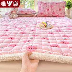 Yalu Матрас 180х200 см, зимний молочный вельвет, трехслойный утолщенный, низкая осыпаемость, цвет Fen Xiaozhu