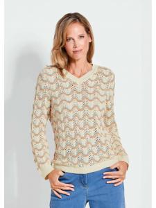 Пуловер GOLDNER, цвет cremeweiß/gemustert