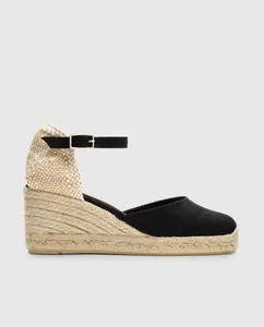 Женские эспадрильи на танкетке Carol из органического хлопка, боковая застежка браслета с металлической пряжкой Castañer, чёрный