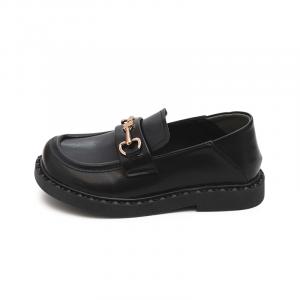 Детские кожаные туфли с противоскользящей подошвой, легкие, амортизирующие, с низким верхом Budding, черный