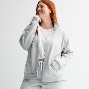 Плюс сайз ультрамягкая флисовая куртка с молнией и воротником стойкой Tek Gear, Dark Frost Heather