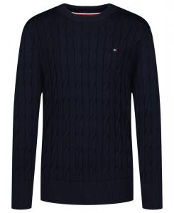 Детский свитер с круглым вырезом и узором "Кабель" для мальчиков 8-20 лет Tommy Hilfiger, Navy