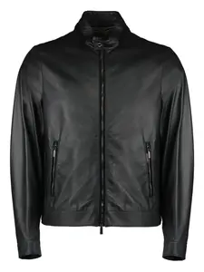Кожаная куртка на молнии Moorer, черный