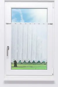 Штора для кафе - арочный узор (Ш x В) 162 см * 60 см, чисто-белый/белый Lysel