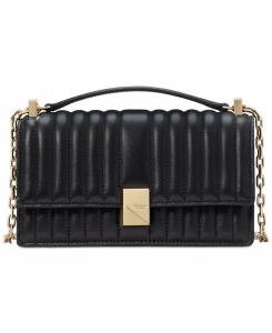 Стеганая кожаная мини-сумка через плечо с клапаном и цепочкой в ​​стиле деко Kate Spade New York, черный