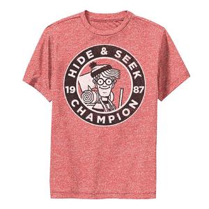 Футболка с изображением чемпиона по пряткам для мальчиков 8–20 лет «Где Уолдо» Licensed Character, цвет Red Heather