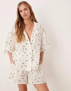 Белая льняная рубашка в горошек VRG GRL anke