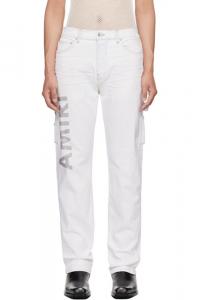 Синие армейские узкие джинсы Workman с нарисованным логотипом AMIRI