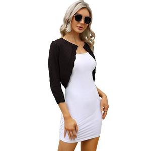 Женский кардиган с кружевными рукавами 3/4 и открытой передней частью Seoria, Black