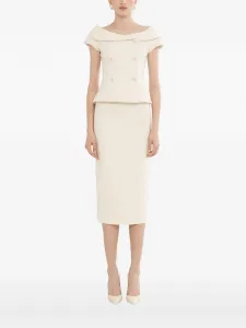 Приталенный блейзер с открытыми плечами NISSA, бежевый