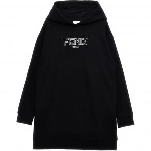 Длинное платье с рукавами для детей FENDI, черный