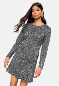 Платье-Мини в повседневном стиле, прямого кроя, с длинными рукавами и карманами. Friends Like These, Black White