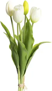 Мой домашний искусственный цветок "Пакет тюльпанов Holland Real Touch" My home Ø/10х35 см, кремово-белый
