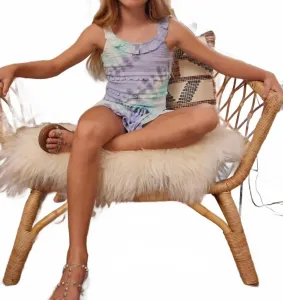 Майка с оборками и сборками, окрашенная в технике тай-дай «Водяная лилия» Vintage Havana