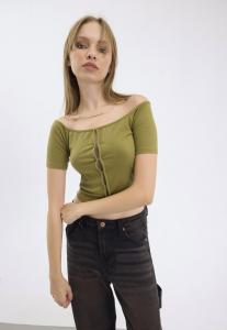 Футболка с принтом Even&Odd, хаки