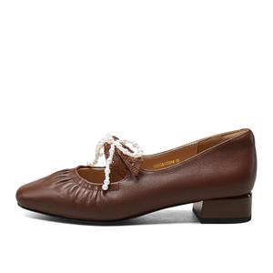 YEARCON Женские туфли Мэри Джейн на массивном каблуке экрю, цвет Ecru