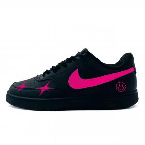 Nike Court Vision Low Neon Raid устойчивые к истиранию низкие кроссовки для скейтбординга Unisex Black Rose Red