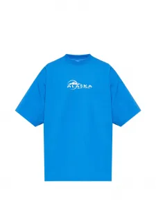 Хлопковая футболка с принтом Vetements, синий