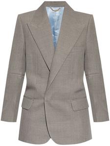 Victoria Beckham шерстяной блейзер с контрастной окантовкой, серый