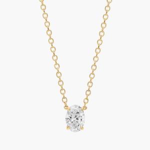 Подвеска с бриллиантом-солитером овальной огранки из желтого золота 14 карат (1/2 карата Tw. - HI / SI1-SI2) Blue Nile