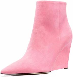 Женские ботильоны Maiyang с высокими каблуками, закрытым носком, боковой молнией, модные короткие ботильоны, размер 4-16 США, Pink