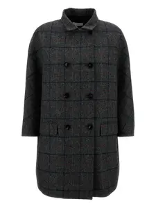 Клетчатое двубортное пальто Alberto Biani, серый