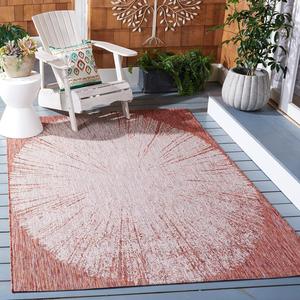 Ковер SAFAVIEH, 79 x 153 см, Courtyard Collection Beige/Red CY8893 для помещений и улицы, водонепроницаемый, легко чистится, для патио, заднего двора, прихожей