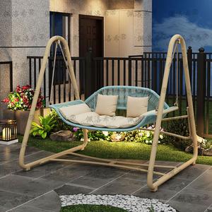 Yu Senyi Кресло-качалка из ротанга Xingyue Style Double Swing, цвет peacock blue