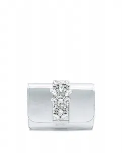 Женская кожаная сумка через плечо с ручкой-цепочкой и стразами Alma en Pena, серебряный