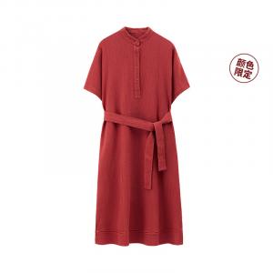 Платье-рубашка Muji Idee с короткими рукавами, сине-серый