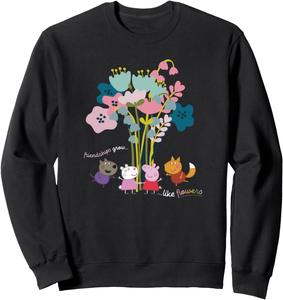 Толстовка с цветочным логотипом «Дружба как цветы» из мультфильма «Свинка Пеппа» Peppa Pig, черный