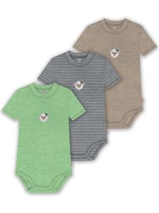 Normani Outdoor Sports Комплект из 3 детских боди с короткими рукавами из органической мериносовой шерсти для мальчиков и девочек, бежевого/серого/зеленого цвета
